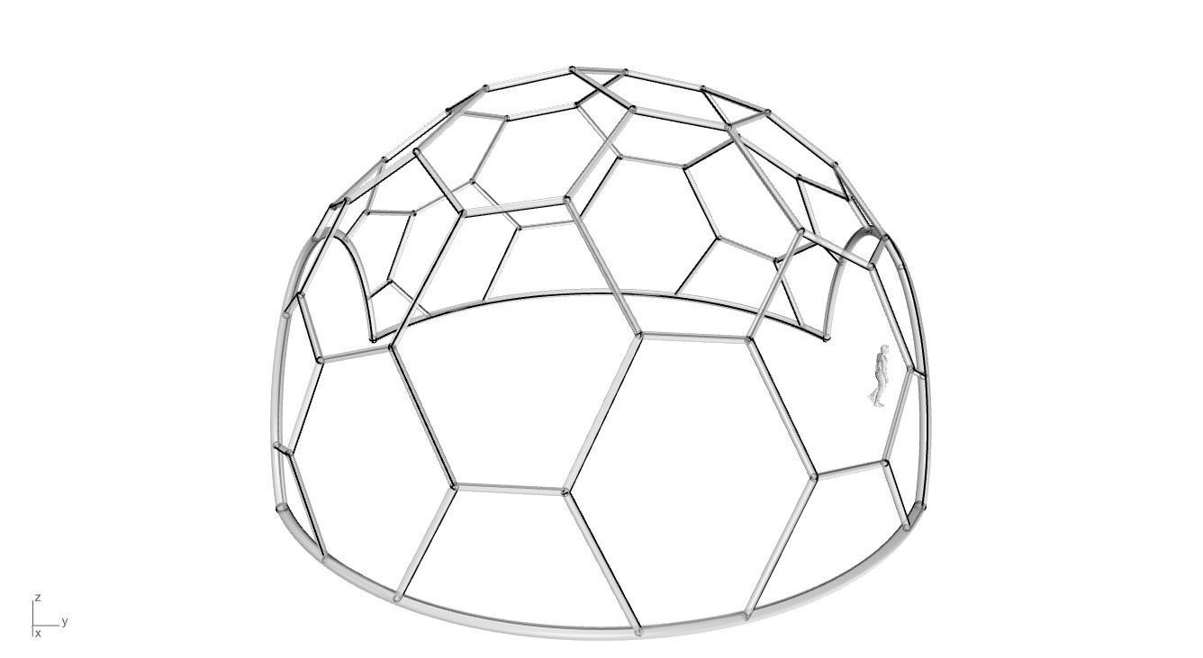 Hexagonal Dome with entry Geodesic Like Pattern 3D model_70