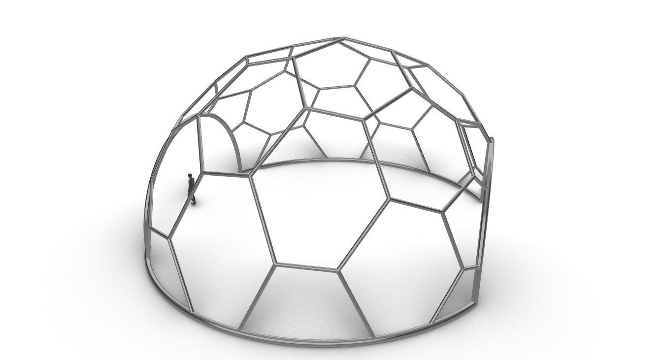 Hexagonal Dome with entry Geodesic Like Pattern 3D model_45