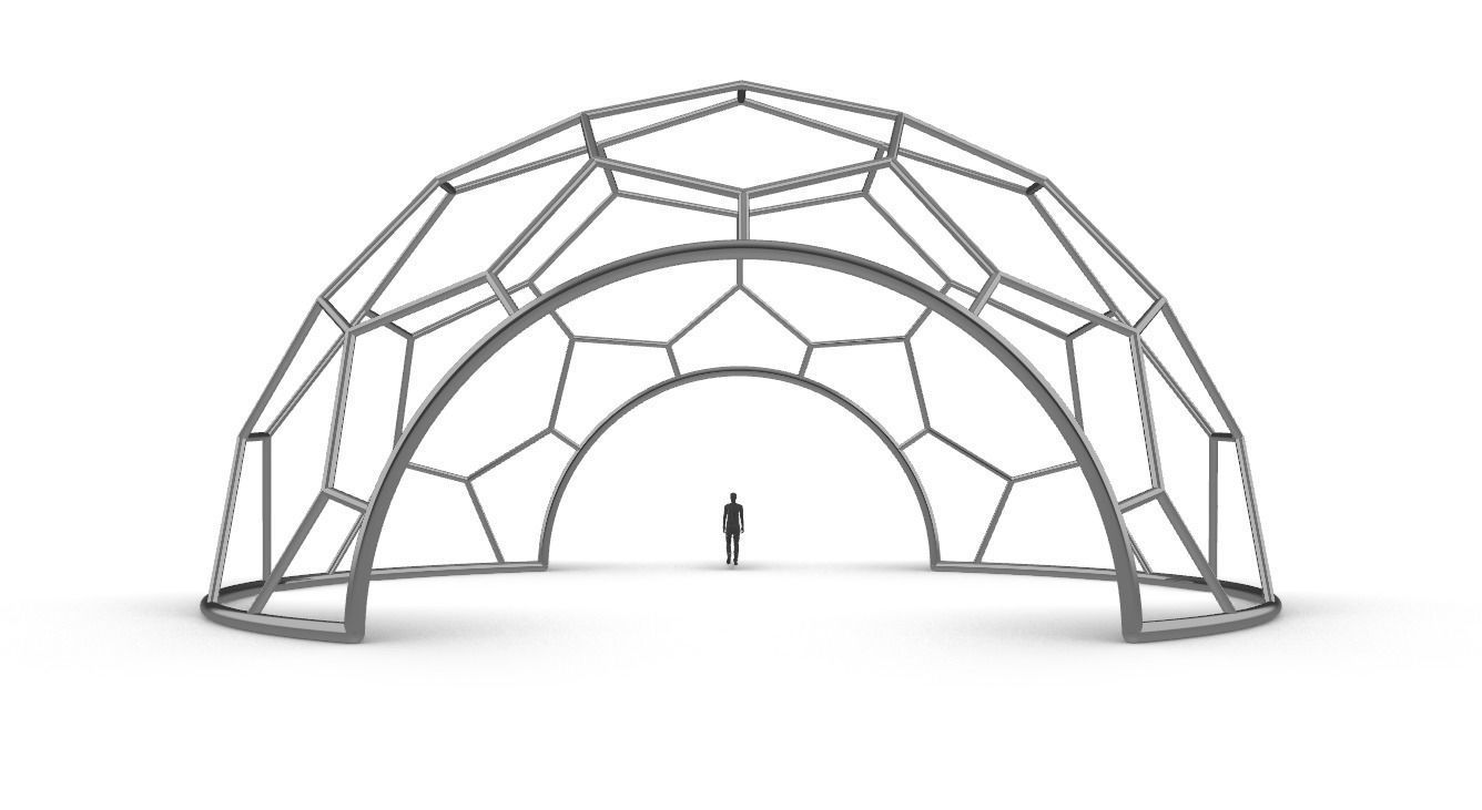 Hexagonal Dome with entry Geodesic Like Pattern 3D model_14