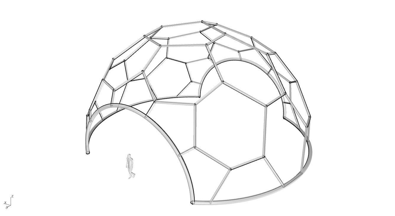 Hexagonal Dome with entry Geodesic Like Pattern 3D model_88