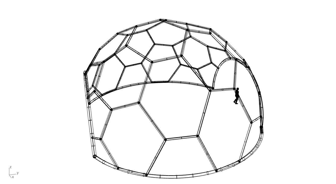 Hexagonal Dome with entry Geodesic Like Pattern 3D model_66