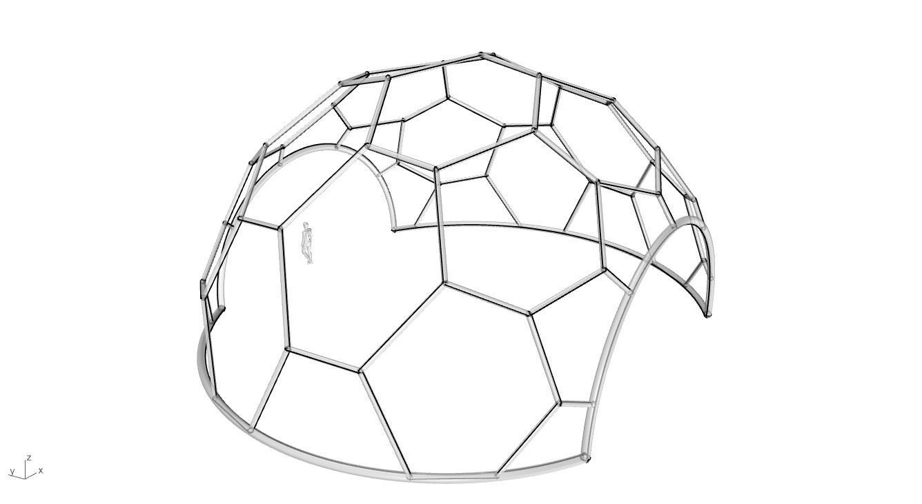 Hexagonal Dome with entry Geodesic Like Pattern 3D model_73