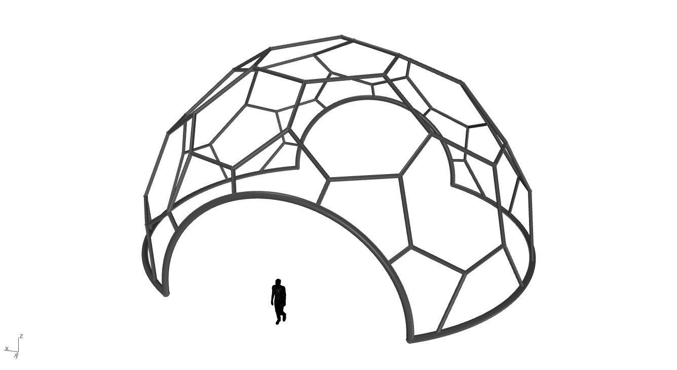 Hexagonal Dome with entry Geodesic Like Pattern 3D model_28