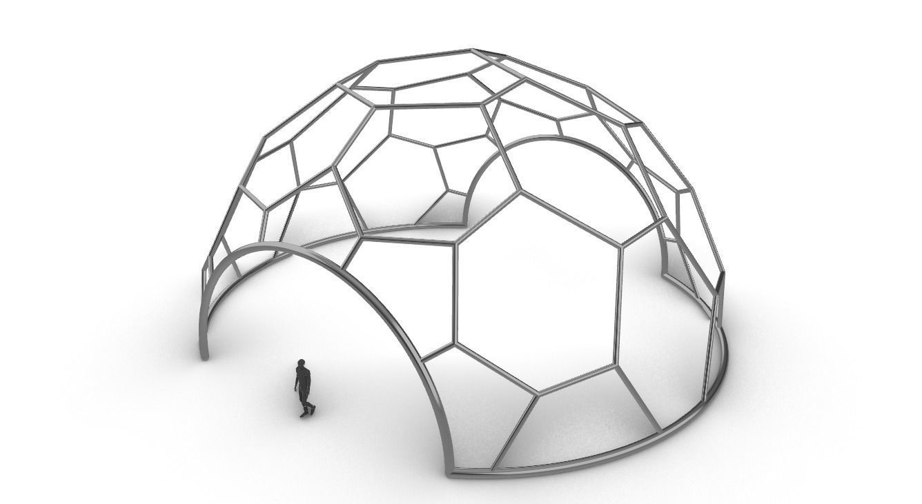 Hexagonal Dome with entry Geodesic Like Pattern 3D model_51