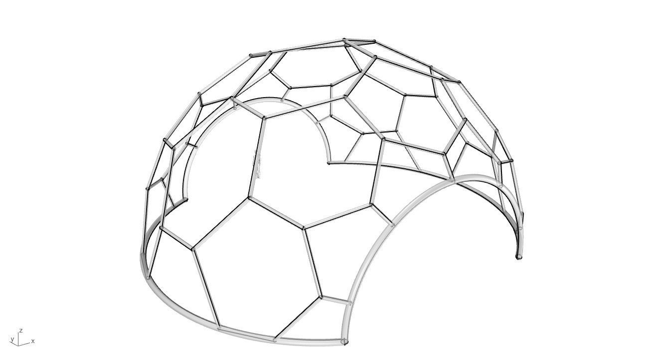 Hexagonal Dome with entry Geodesic Like Pattern 3D model_99