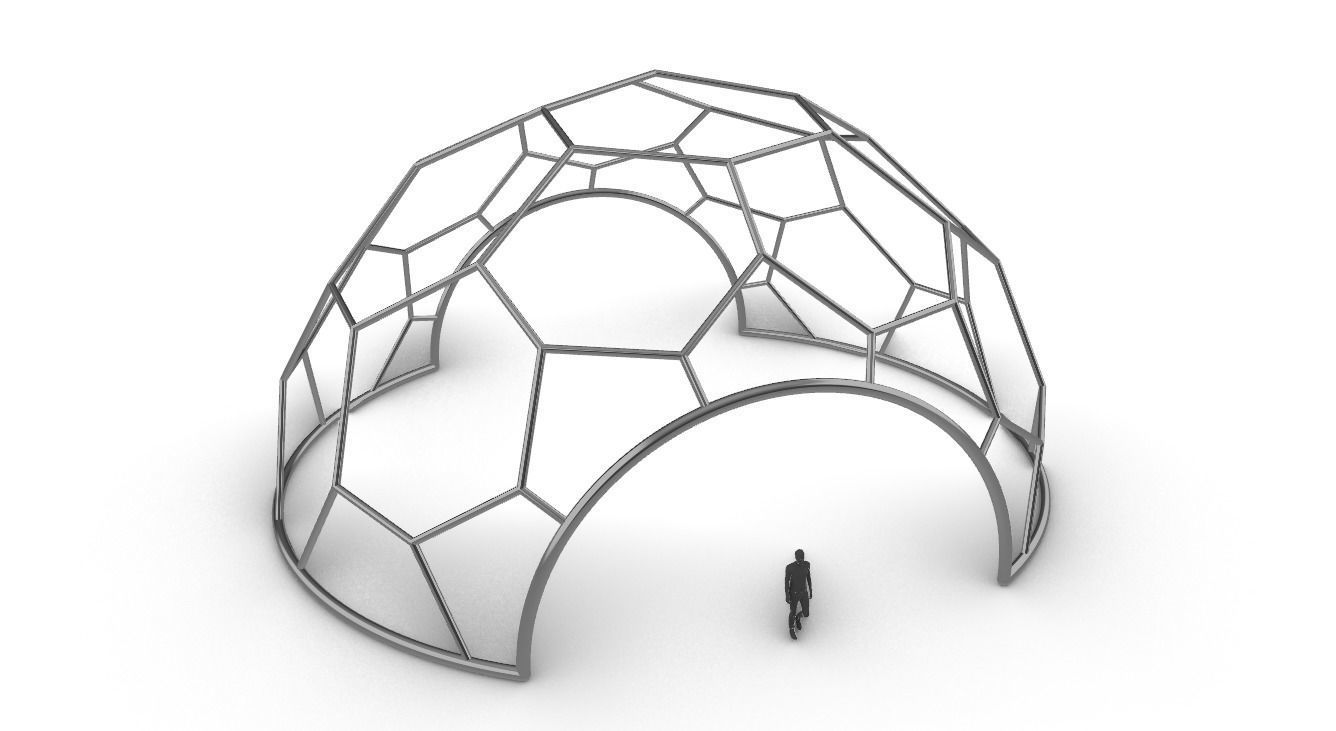 Hexagonal Dome with entry Geodesic Like Pattern 3D model_46