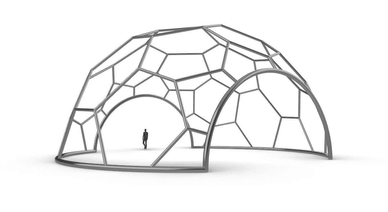 Hexagonal Dome with entry Geodesic Like Pattern 3D model_17