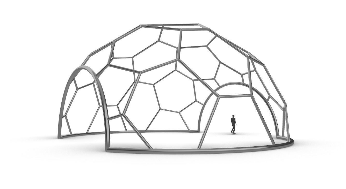 Hexagonal Dome with entry Geodesic Like Pattern 3D model_20