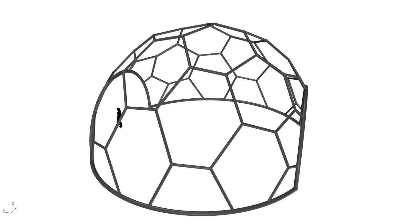 Hexagonal Dome with entry Geodesic Like Pattern 3D model_27