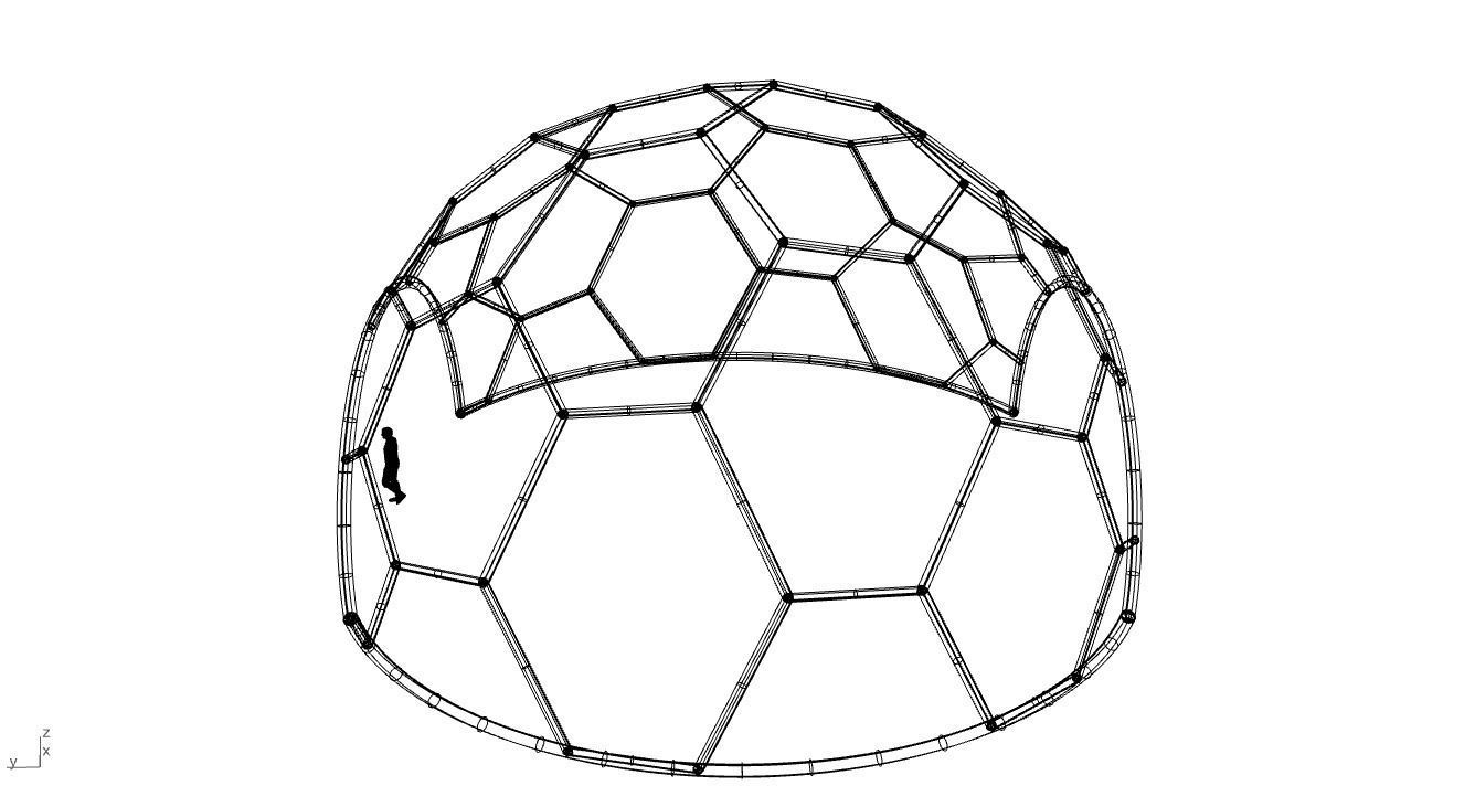 Hexagonal Dome with entry Geodesic Like Pattern 3D model_71