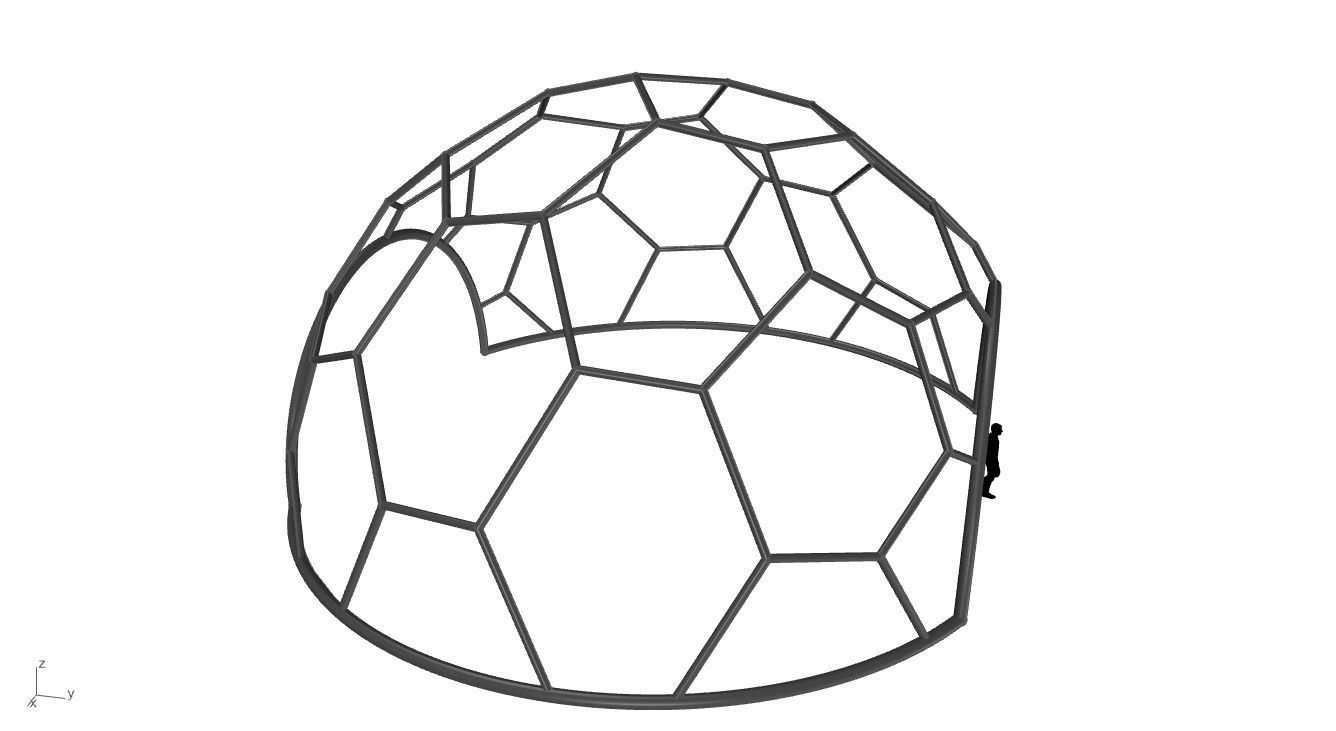 Hexagonal Dome with entry Geodesic Like Pattern 3D model_34