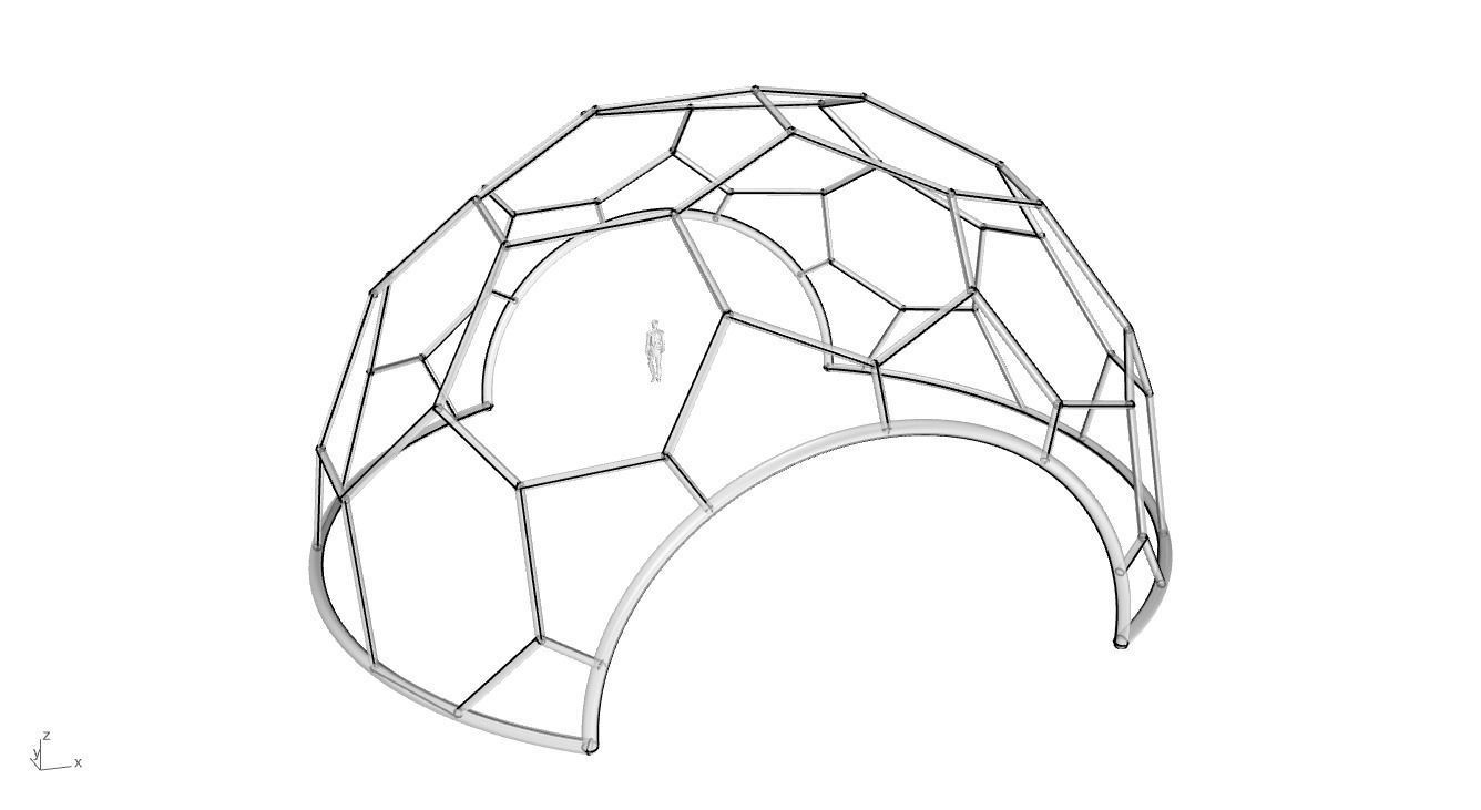 Hexagonal Dome with entry Geodesic Like Pattern 3D model_90