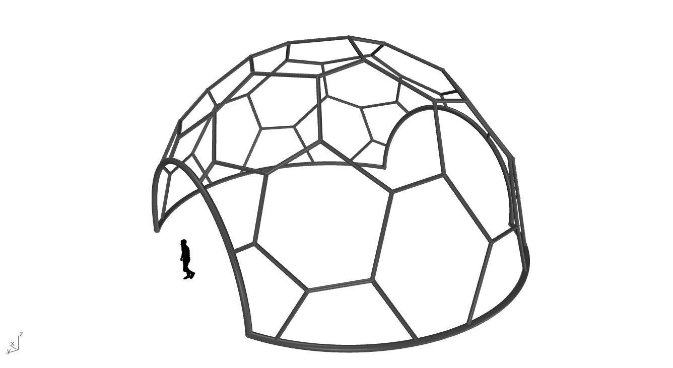Hexagonal Dome with entry Geodesic Like Pattern 3D model_36