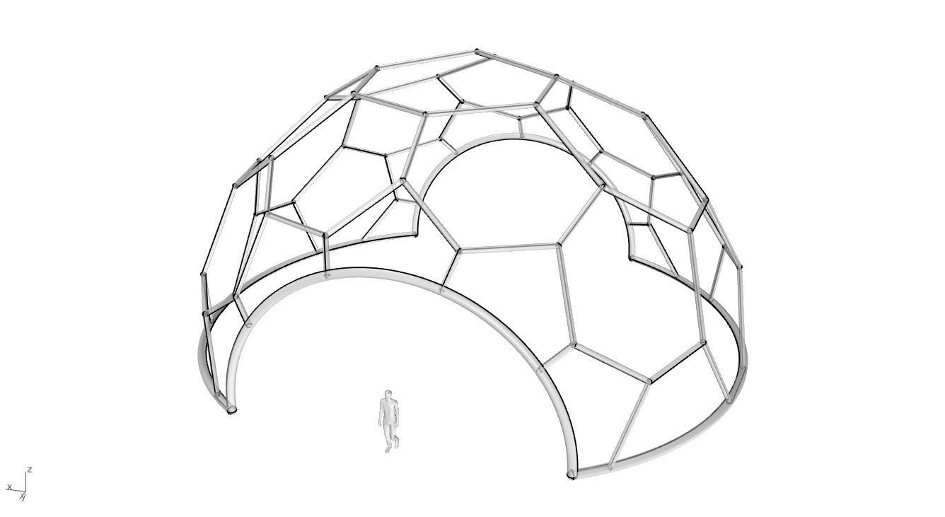 Hexagonal Dome with entry Geodesic Like Pattern 3D model_77