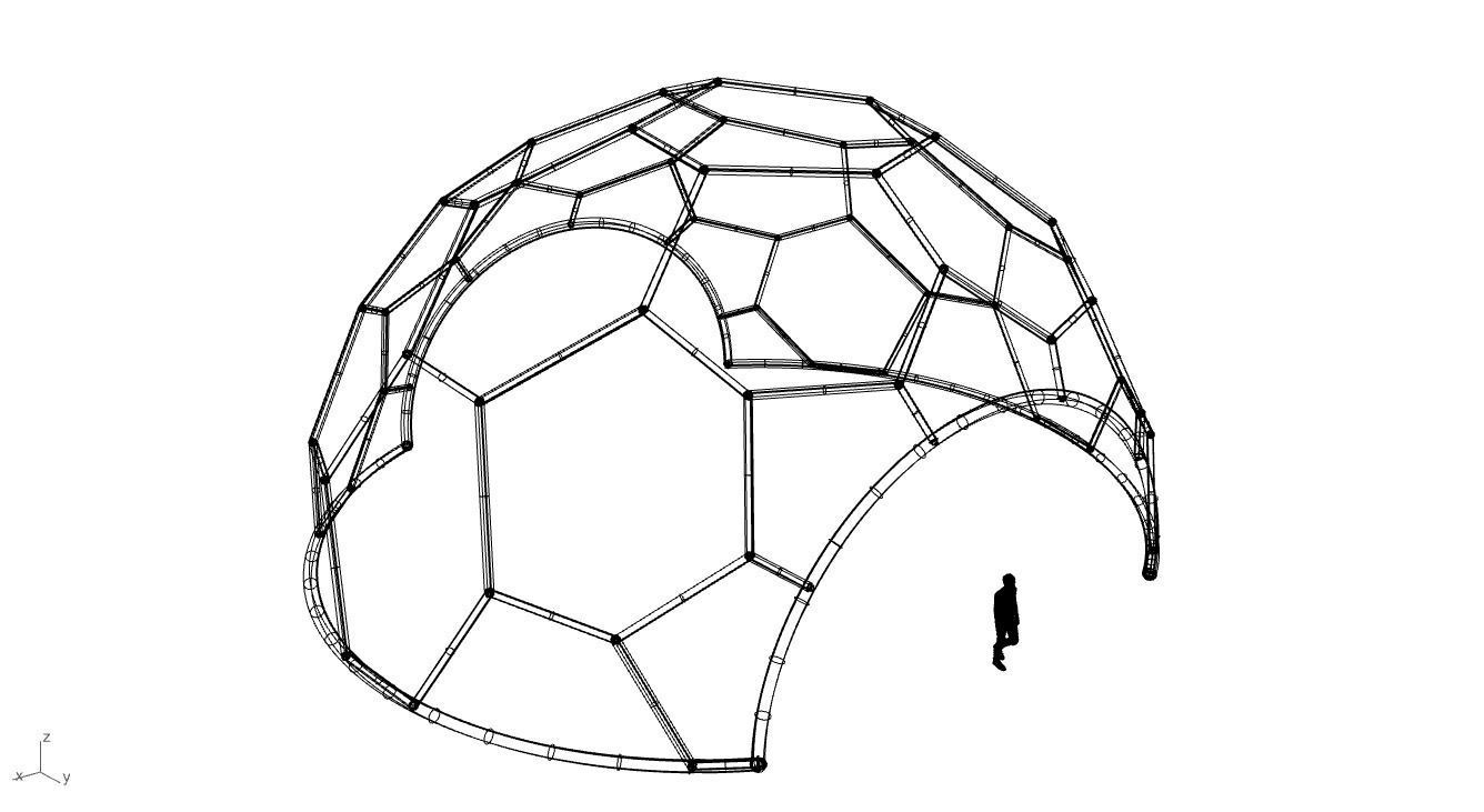 Hexagonal Dome with entry Geodesic Like Pattern 3D model_75