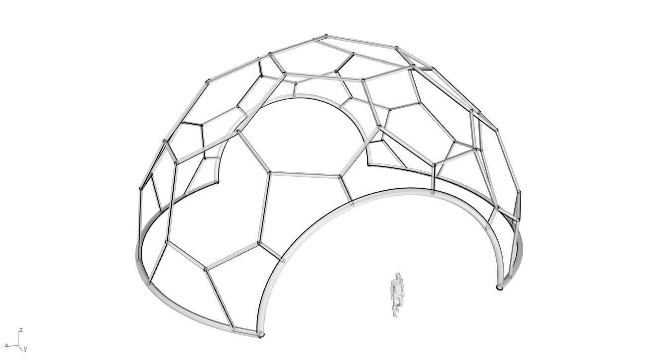 Hexagonal Dome with entry Geodesic Like Pattern 3D model_97