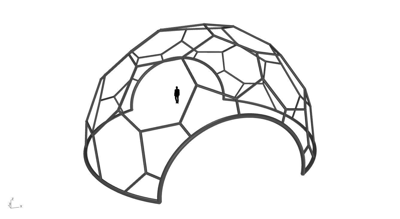 Hexagonal Dome with entry Geodesic Like Pattern 3D model_30