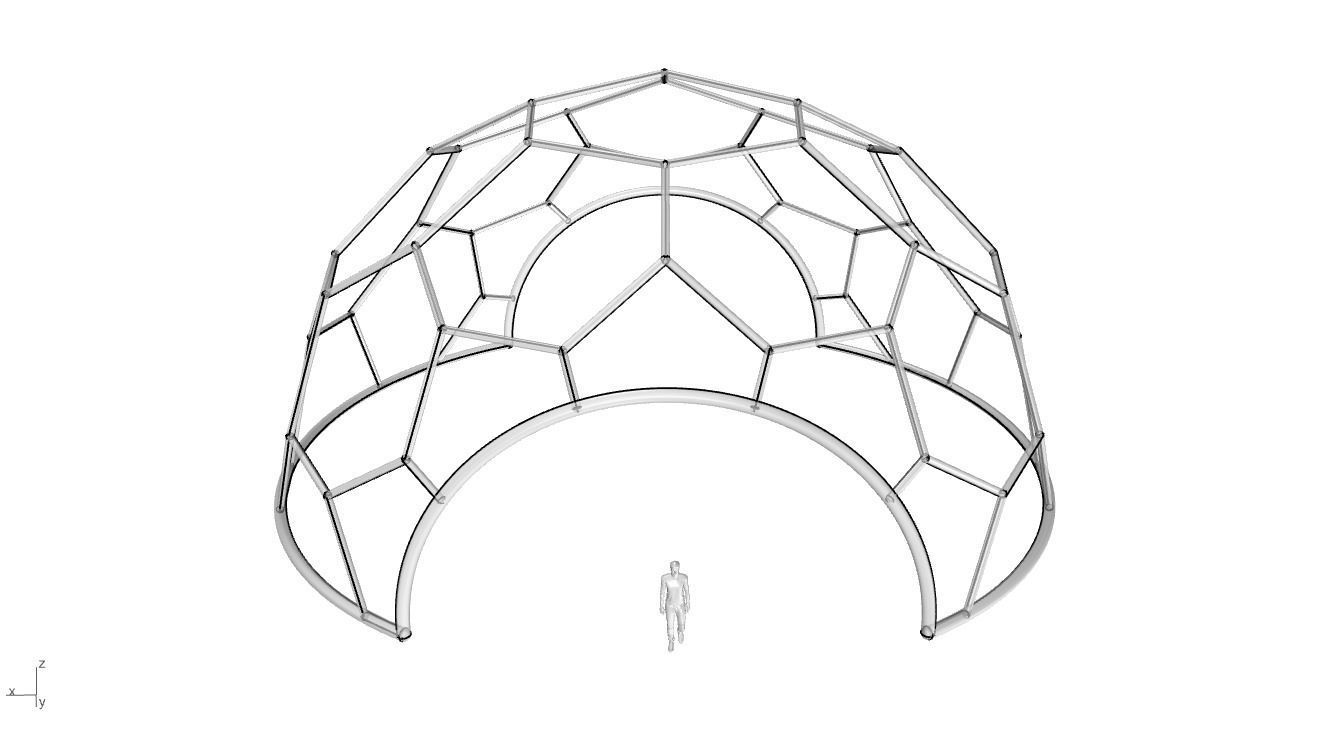 Hexagonal Dome with entry Geodesic Like Pattern 3D model_91