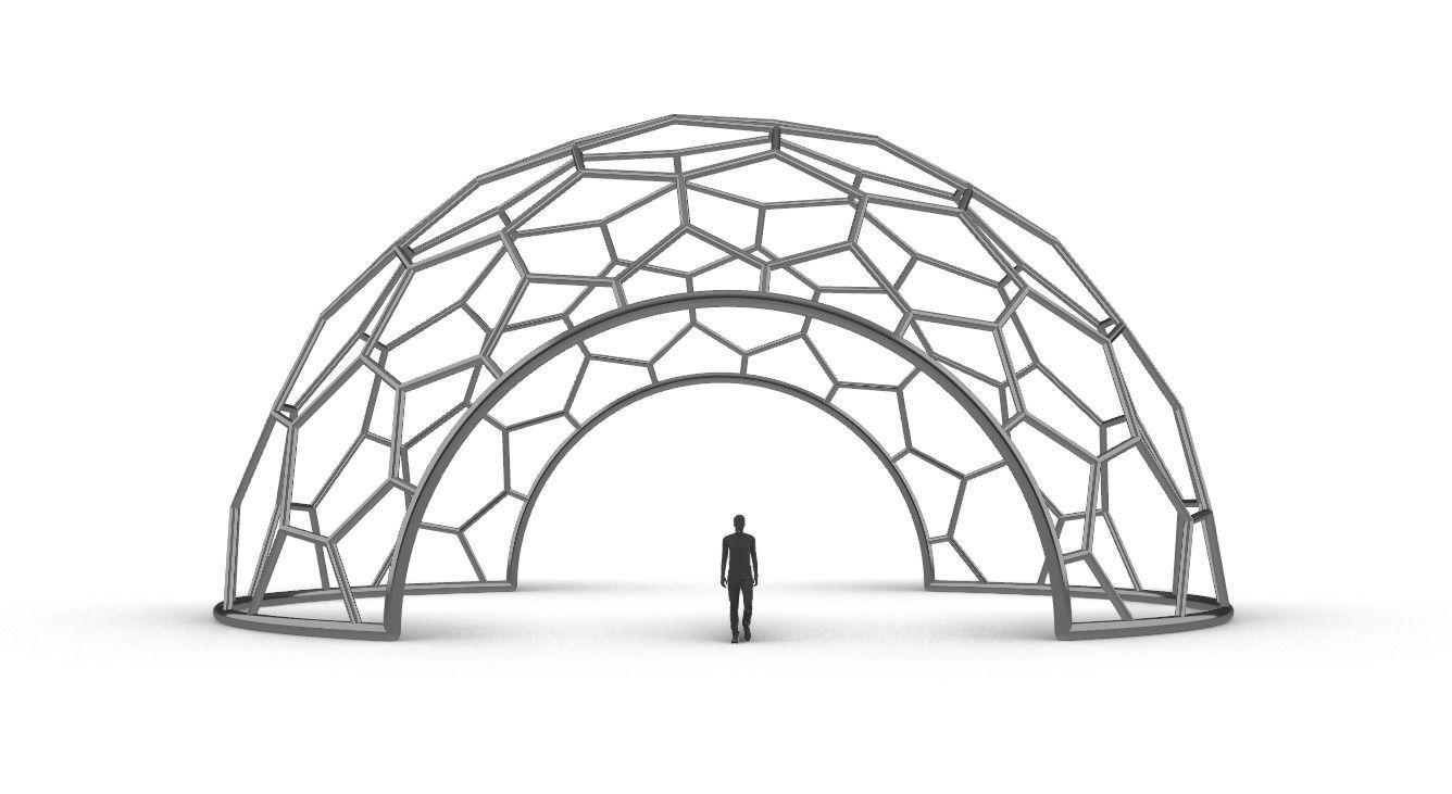 Hexagonal Dome structure Geodesic Like Wireframe Design V2 3D model
