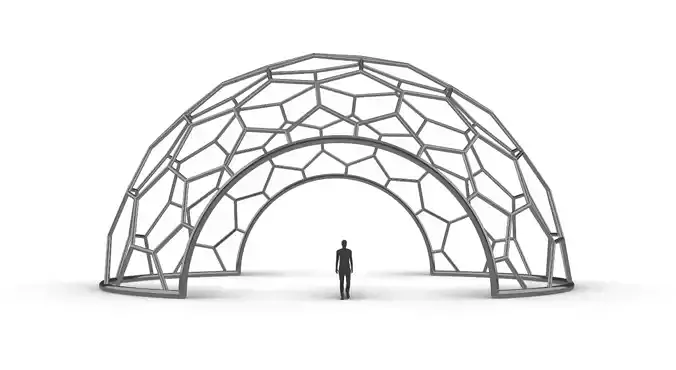 Hexagonal Dome structure Geodesic Like Wireframe Design V2