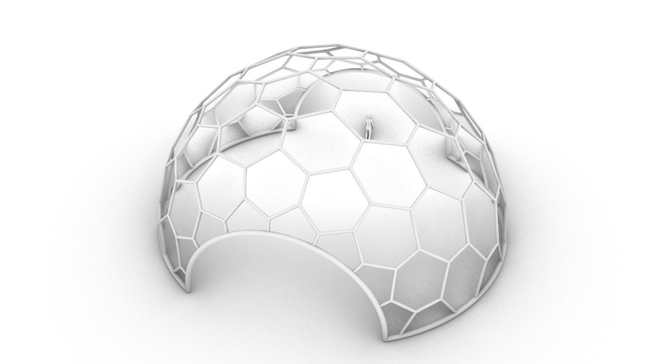 Hexagonal Dome structure Geodesic Like Wireframe Design V2 3D model_72