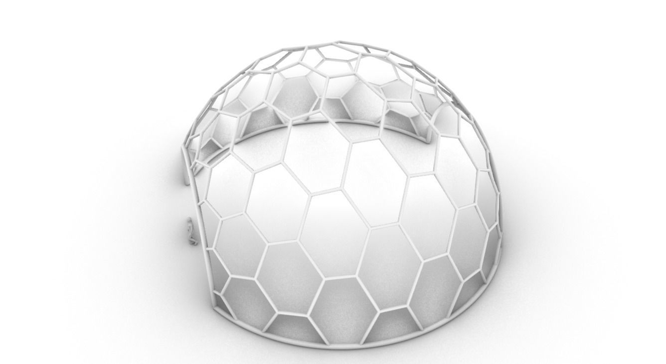 Hexagonal Dome structure Geodesic Like Wireframe Design V2 3D model_75