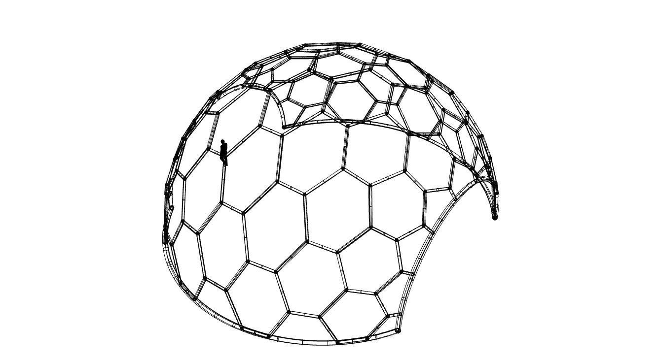 Hexagonal Dome structure Geodesic Like Wireframe Design V2 3D model_53