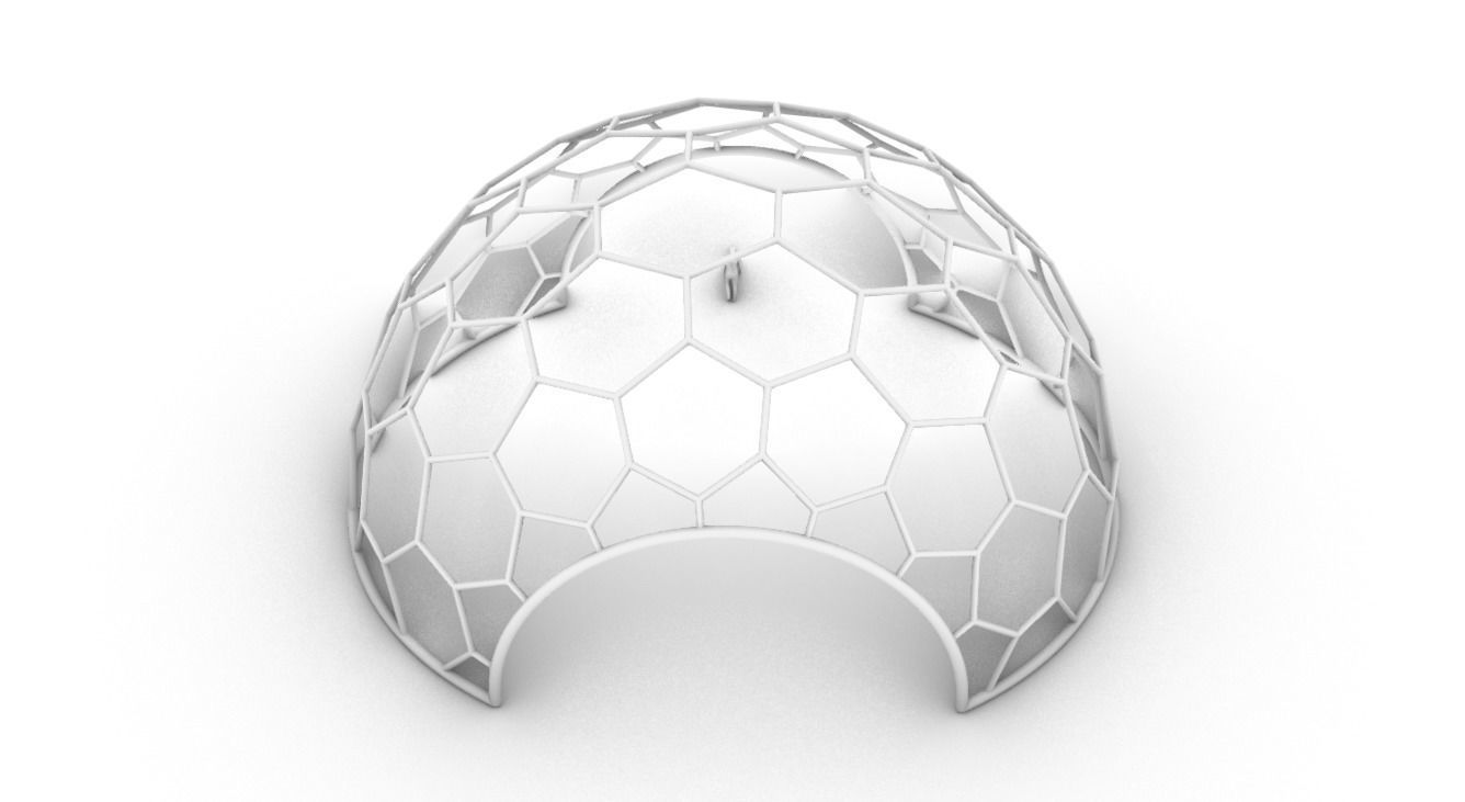 Hexagonal Dome structure Geodesic Like Wireframe Design V2 3D model_71