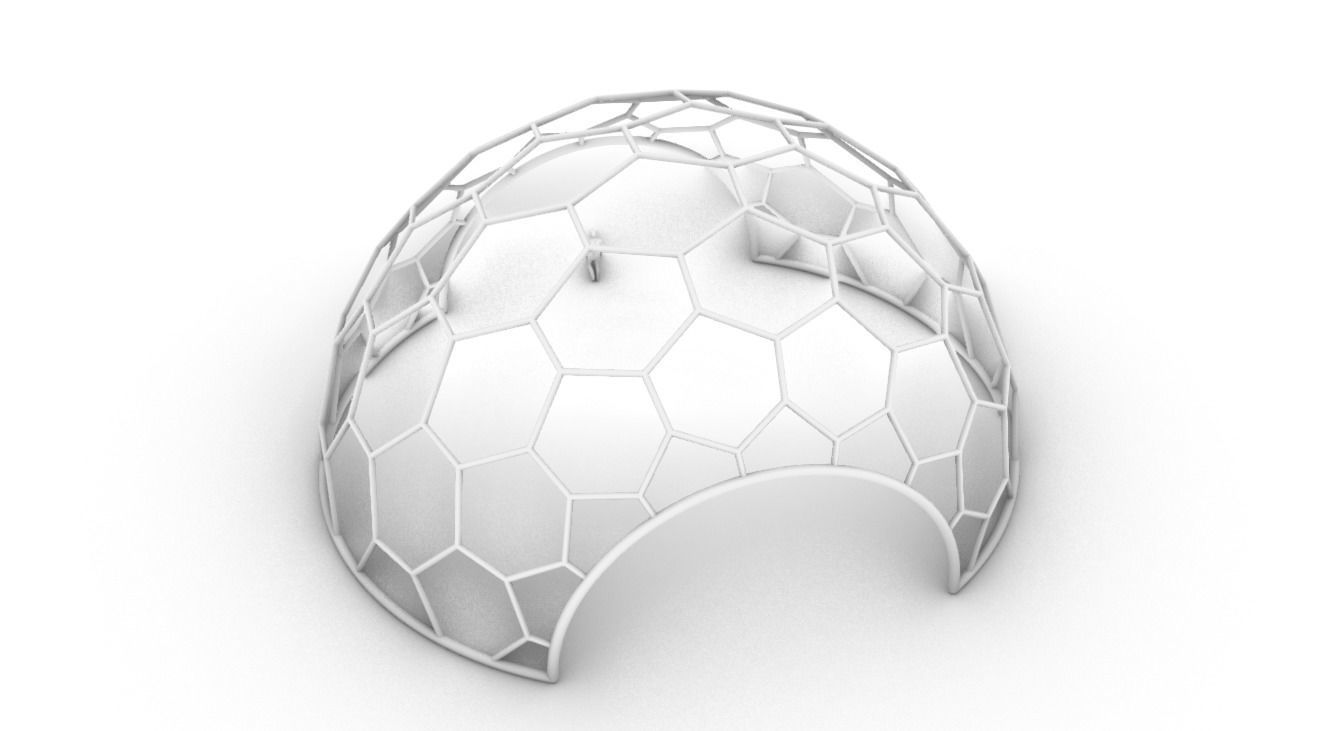 Hexagonal Dome structure Geodesic Like Wireframe Design V2 3D model_66