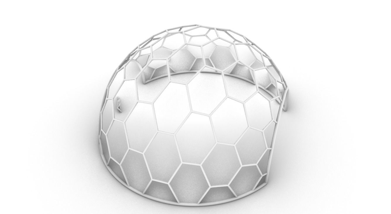 Hexagonal Dome structure Geodesic Like Wireframe Design V2 3D model_69