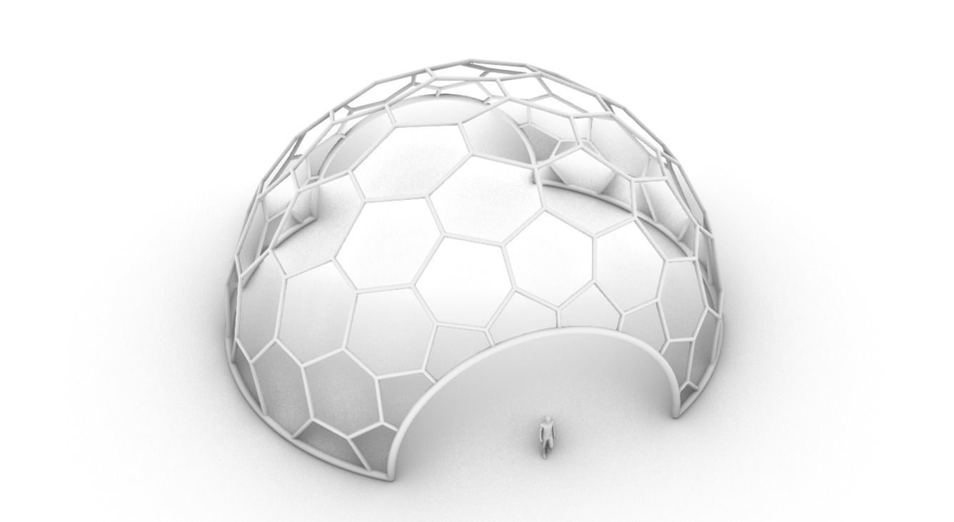 Hexagonal Dome structure Geodesic Like Wireframe Design V2 3D model_79