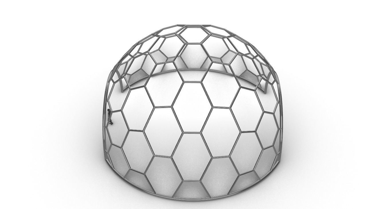 Hexagonal Dome structure Geodesic Like Wireframe Design V2 3D model_23