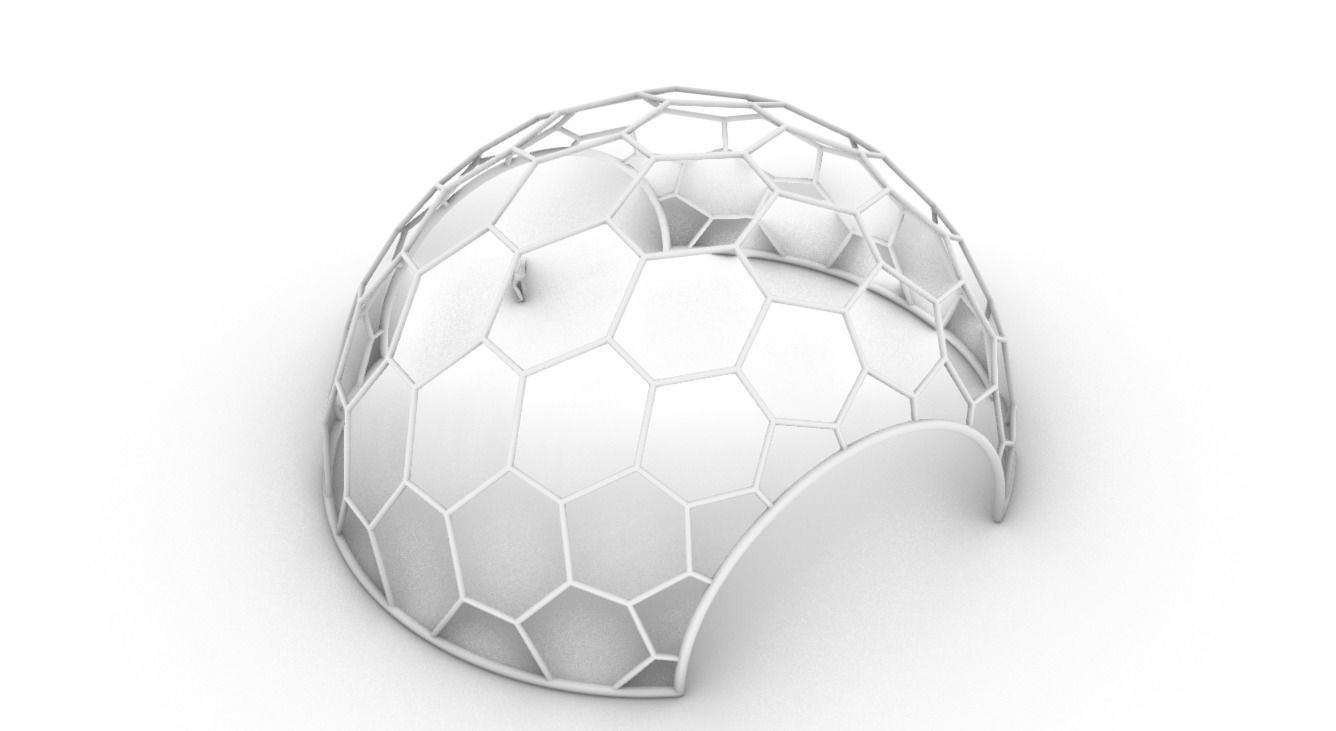 Hexagonal Dome structure Geodesic Like Wireframe Design V2 3D model_67