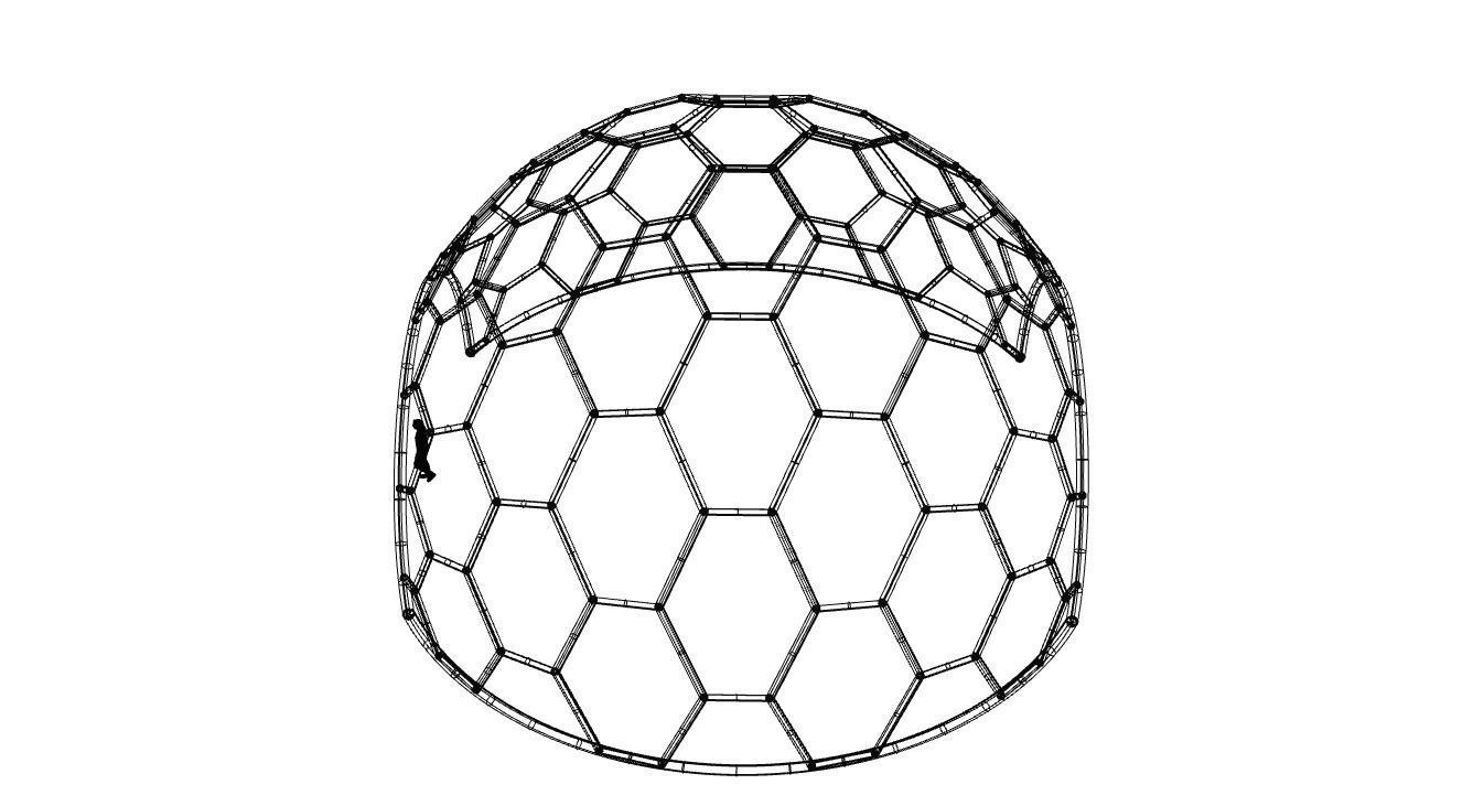 Hexagonal Dome structure Geodesic Like Wireframe Design V2 3D model_47