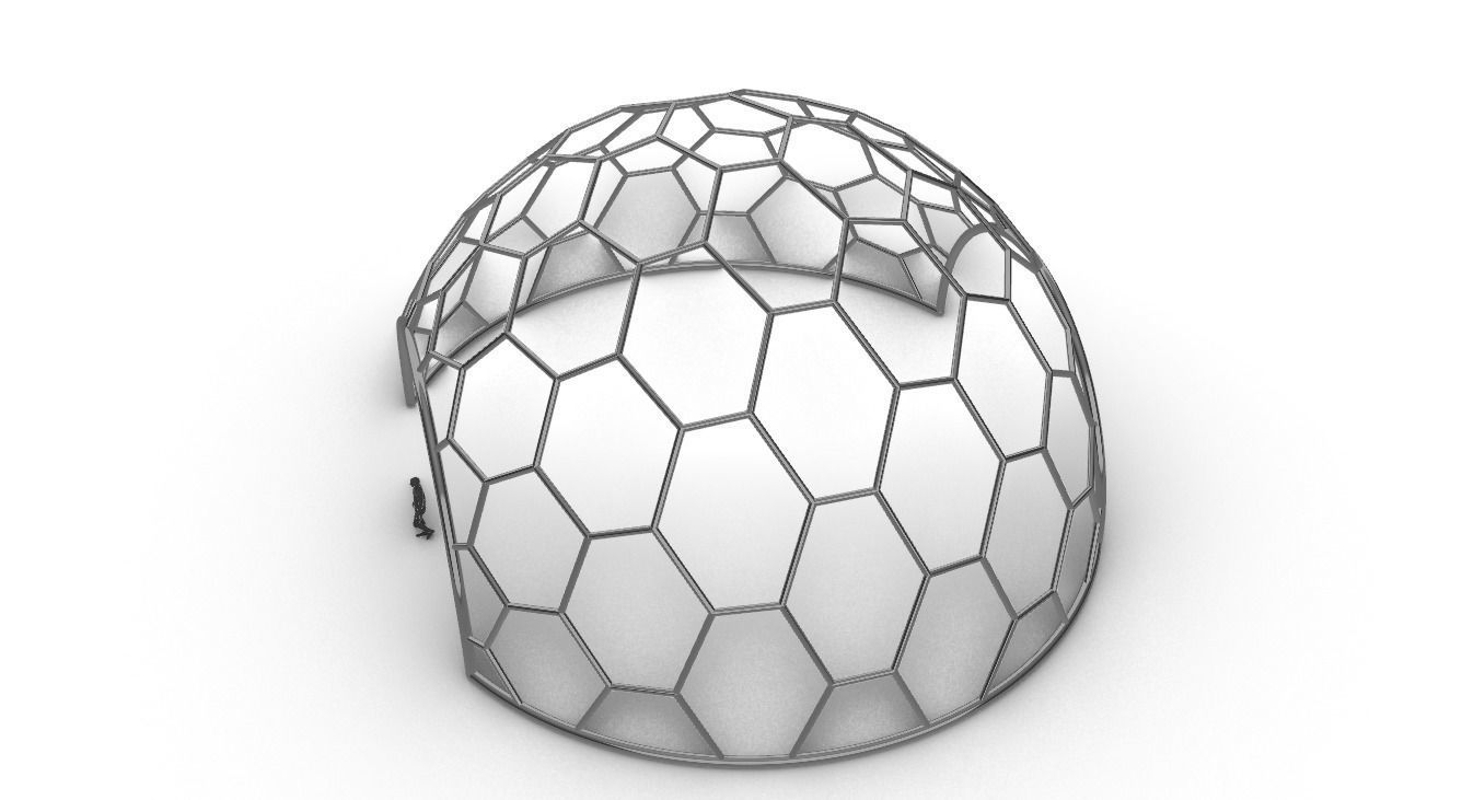 Hexagonal Dome structure Geodesic Like Wireframe Design V2 3D model_32