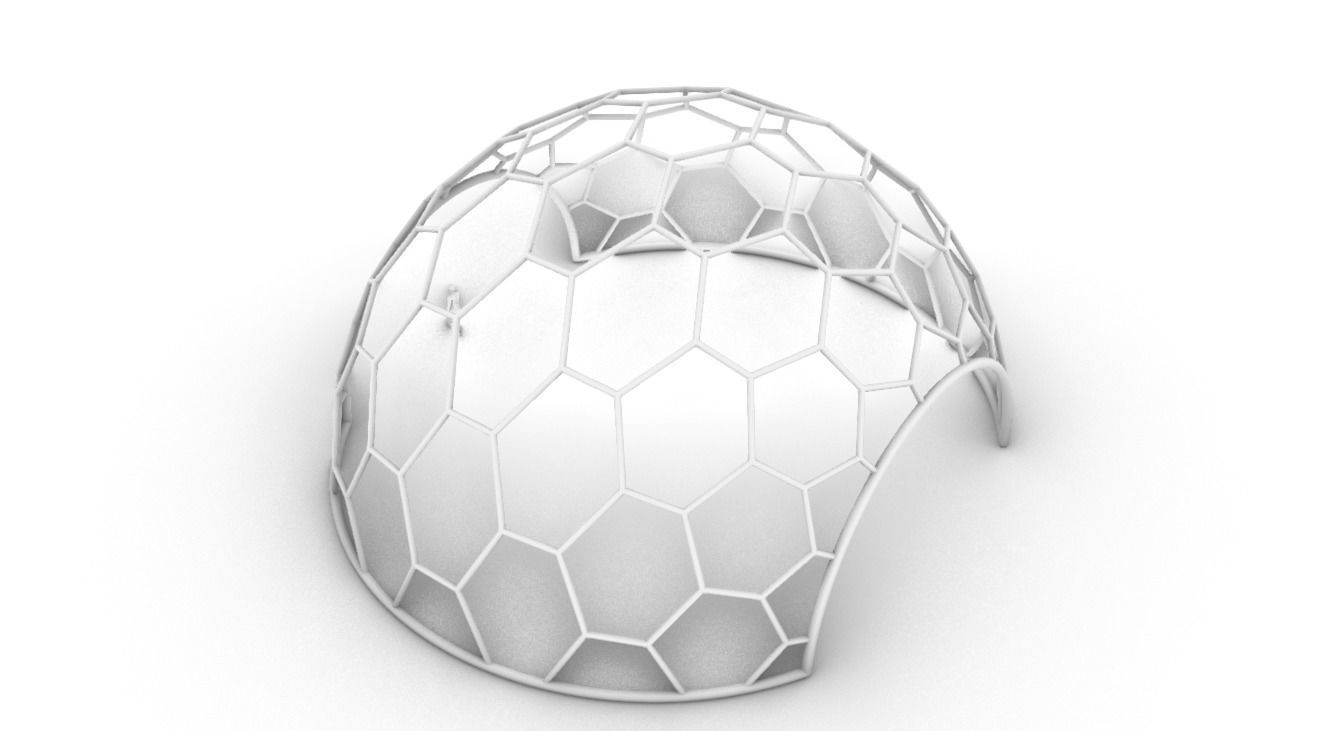 Hexagonal Dome structure Geodesic Like Wireframe Design V2 3D model_64
