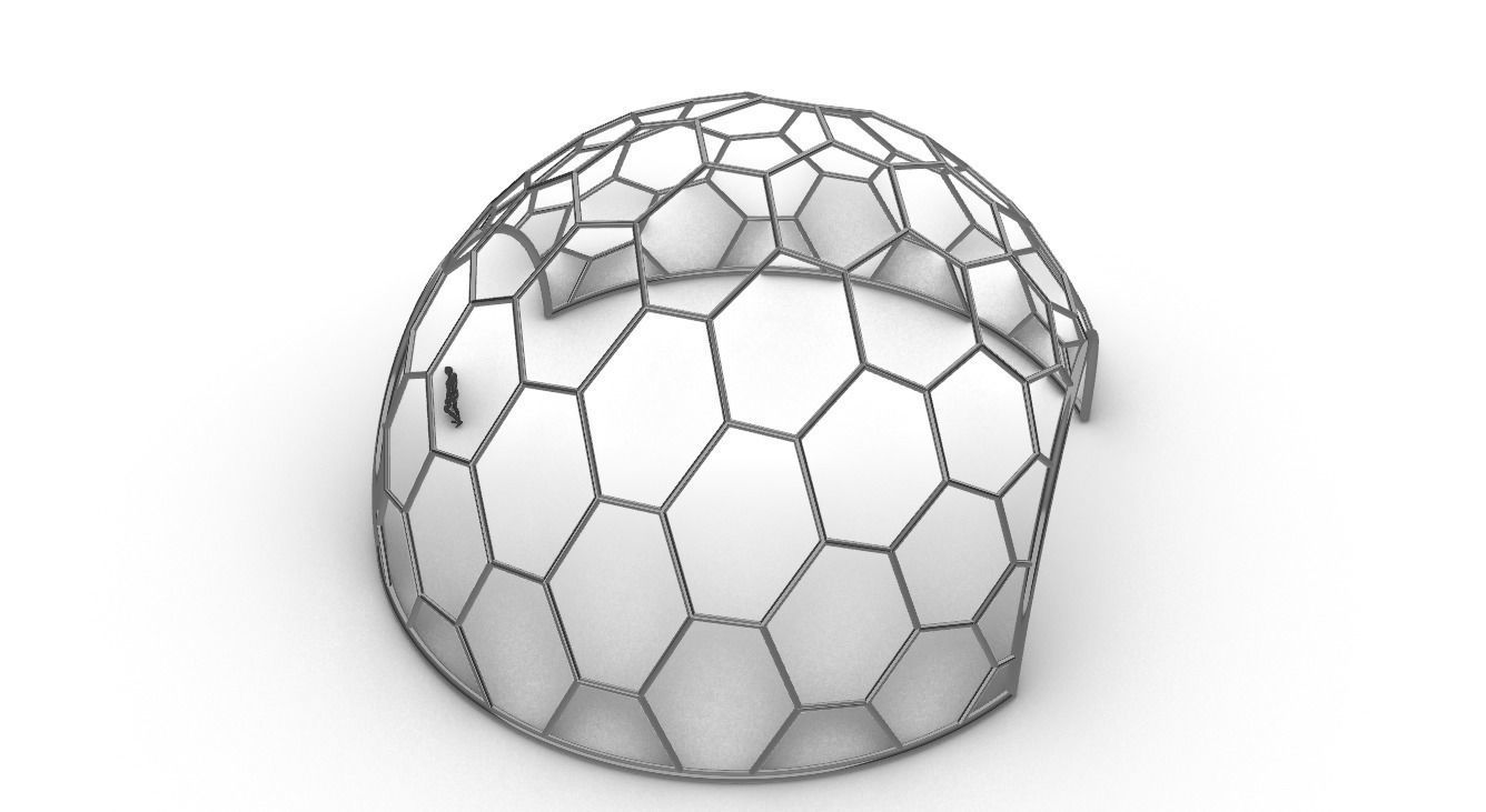 Hexagonal Dome structure Geodesic Like Wireframe Design V2 3D model_31