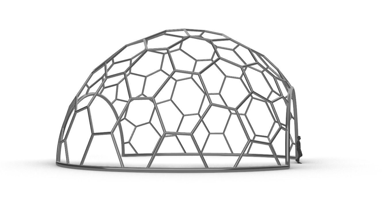 Hexagonal Dome structure Geodesic Like Wireframe Design V2 3D model_7
