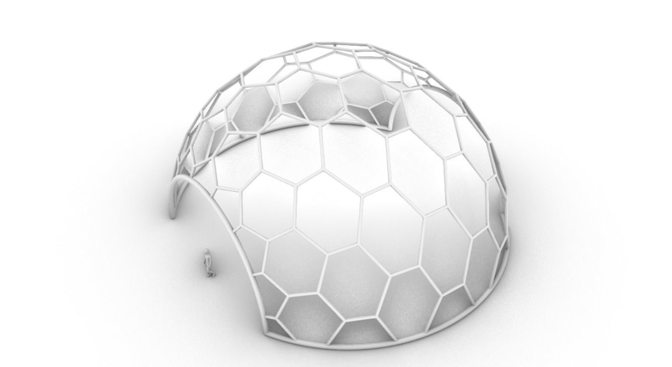 Hexagonal Dome structure Geodesic Like Wireframe Design V2 3D model_62