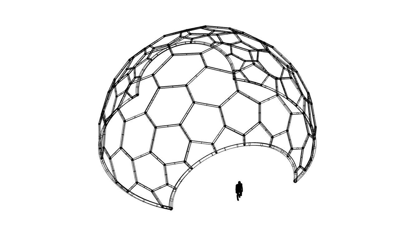 Hexagonal Dome structure Geodesic Like Wireframe Design V2 3D model_57