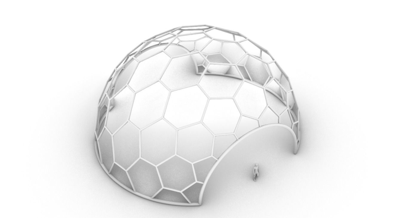 Hexagonal Dome structure Geodesic Like Wireframe Design V2 3D model_74