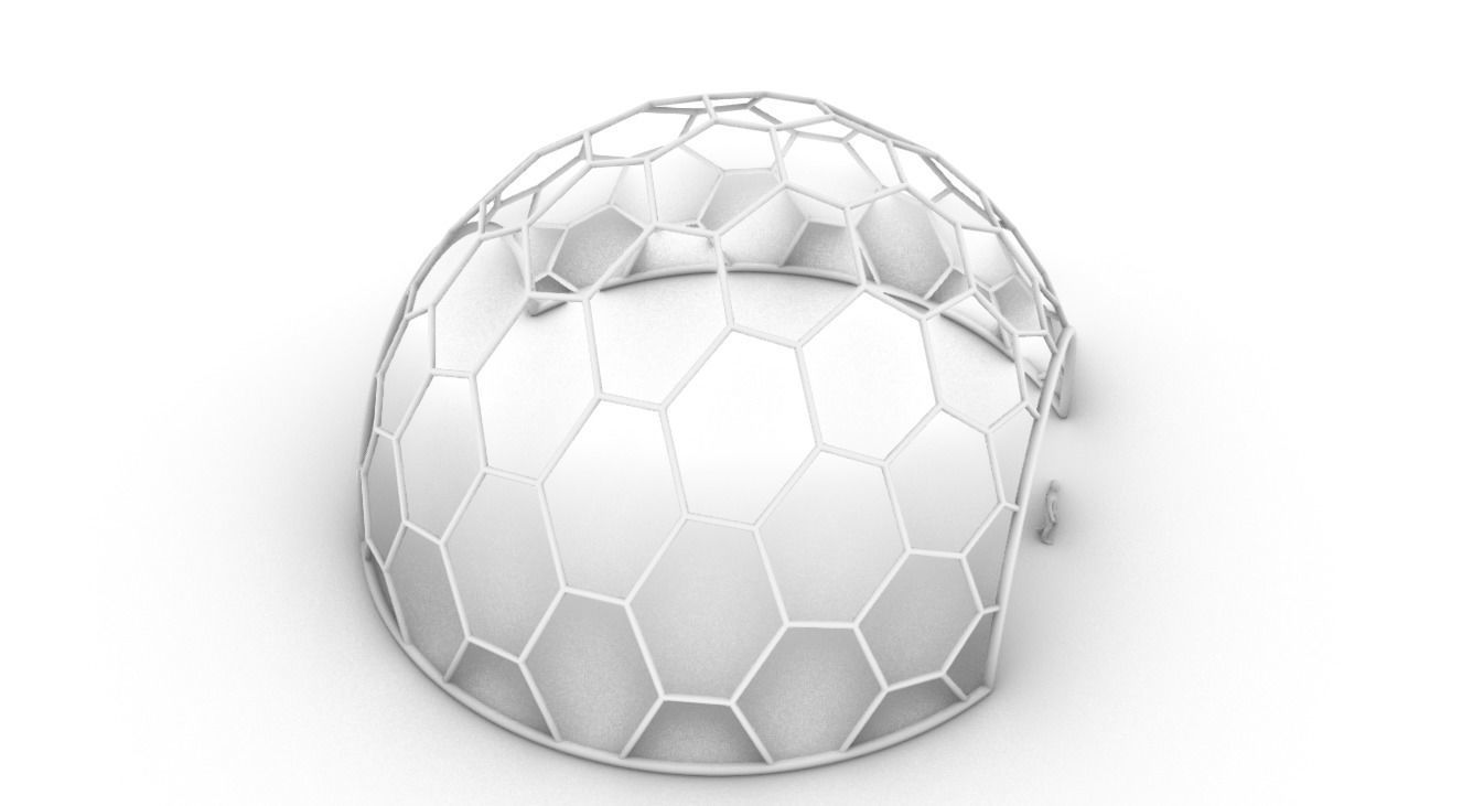 Hexagonal Dome structure Geodesic Like Wireframe Design V2 3D model_65