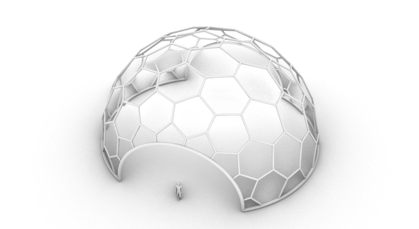Hexagonal Dome structure Geodesic Like Wireframe Design V2 3D model_60