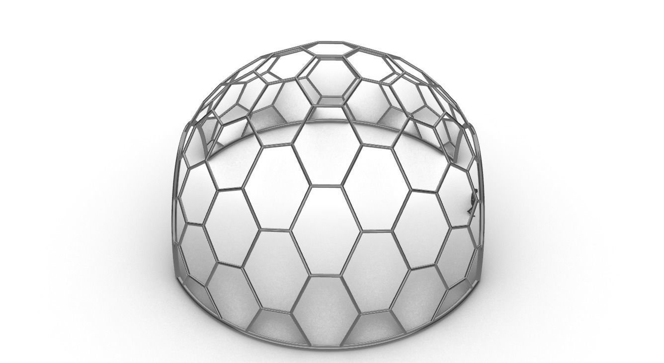 Hexagonal Dome structure Geodesic Like Wireframe Design V2 3D model_34