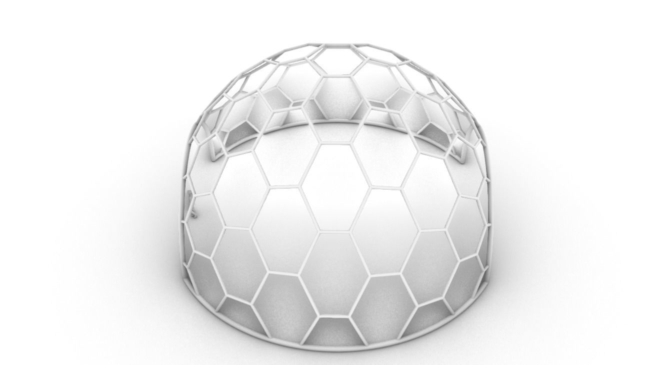 Hexagonal Dome structure Geodesic Like Wireframe Design V2 3D model_63