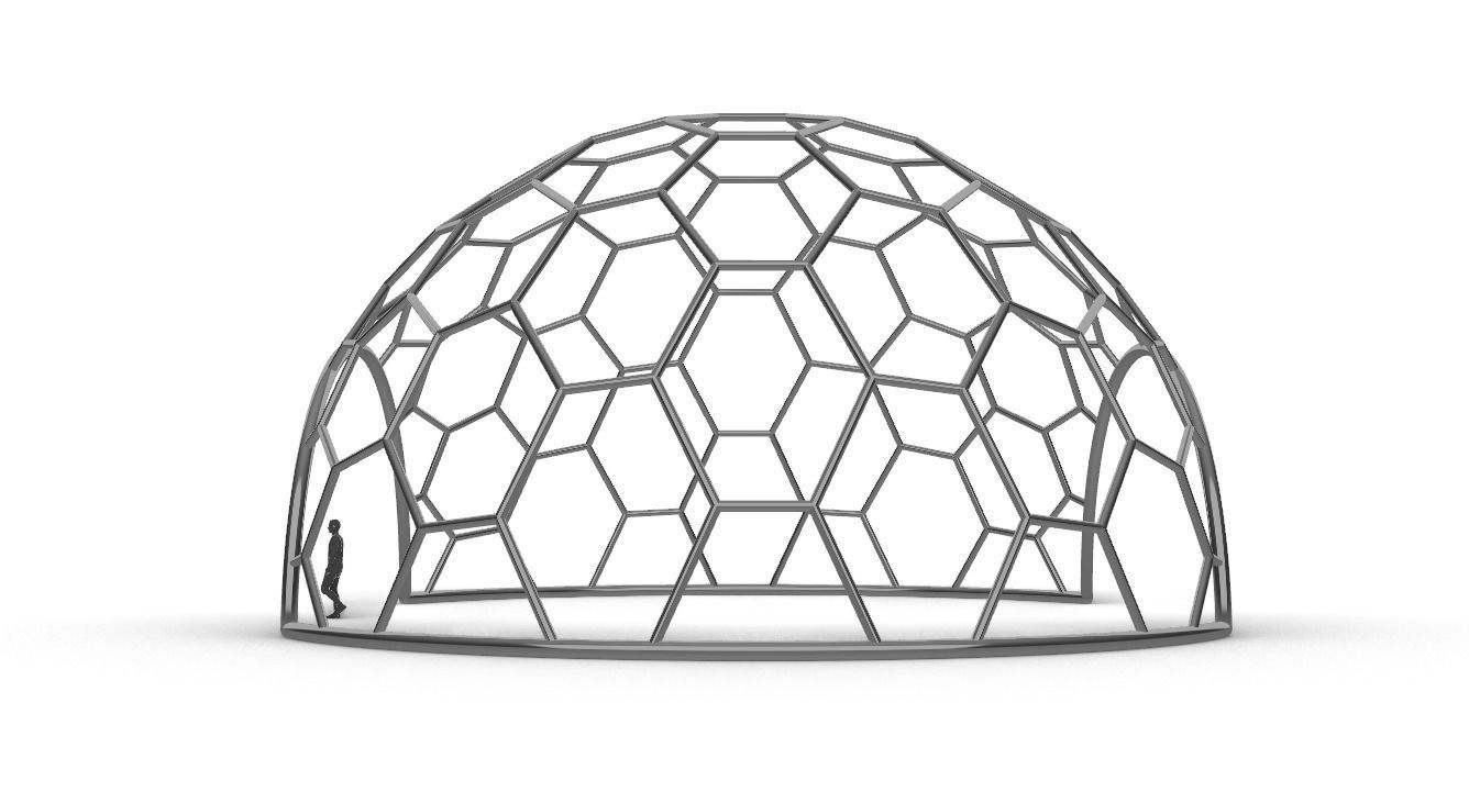 Hexagonal Dome structure Geodesic Like Wireframe Design V2 3D model_8