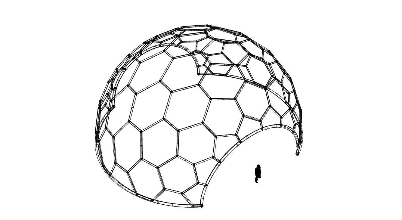 Hexagonal Dome structure Geodesic Like Wireframe Design V2 3D model_51