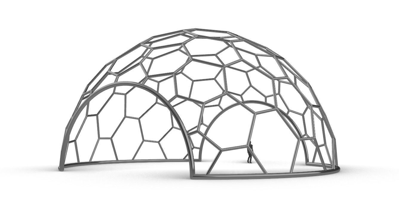 Hexagonal Dome structure Geodesic Like Wireframe Design V2 3D model_10