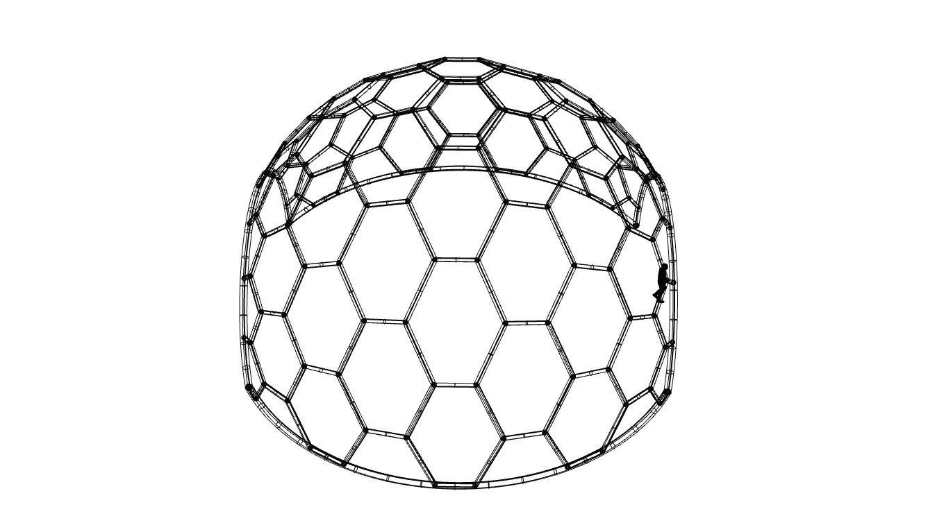 Hexagonal Dome structure Geodesic Like Wireframe Design V2 3D model_45