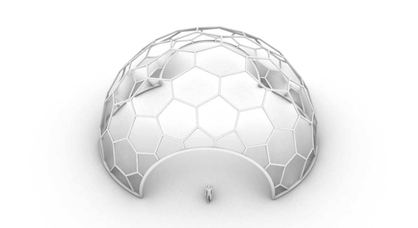 Hexagonal Dome structure Geodesic Like Wireframe Design V2 3D model_78